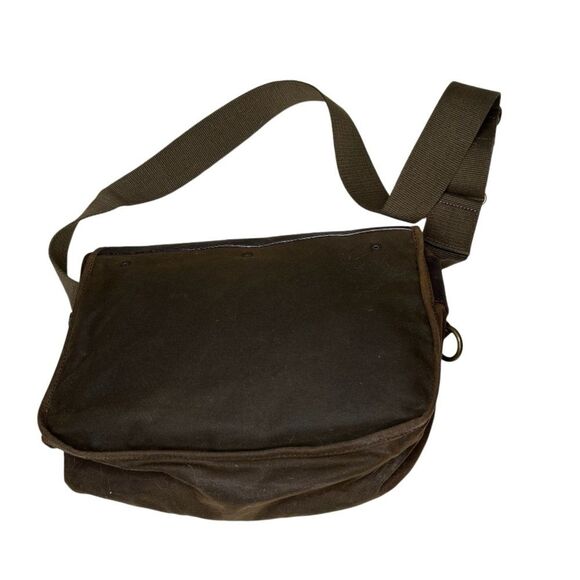 BARBOUR Wax Leather Tarras Bag Brown Messenger Bag Adjustable Strap UNISEX - Picture 3 of 7